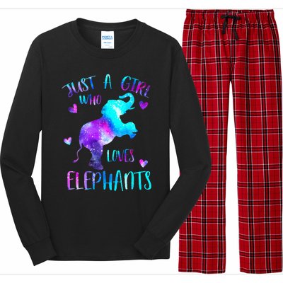 Just A Who Loves Elephants Galaxy Space Elephant Lover Long Sleeve Pajama Set