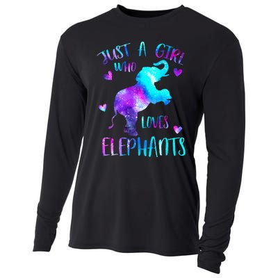 Just A Who Loves Elephants Galaxy Space Elephant Lover Cooling Performance Long Sleeve Crew