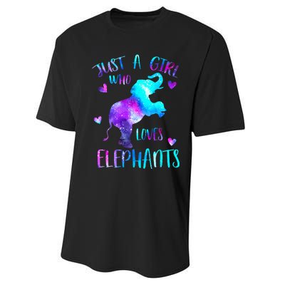 Just A Who Loves Elephants Galaxy Space Elephant Lover Performance Sprint T-Shirt