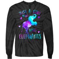 Just A Who Loves Elephants Galaxy Space Elephant Lover Tie-Dye Long Sleeve Shirt