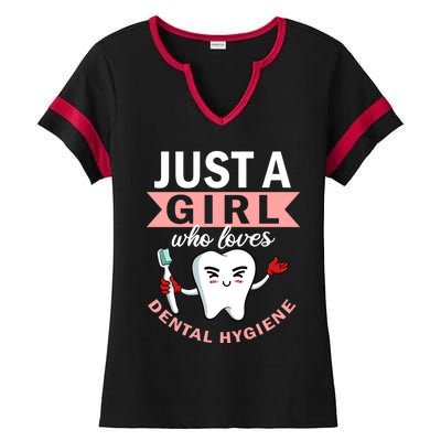 Just A Who Loves Dental Hygiene Dental Assistant Great Gift Ladies Halftime Notch Neck Tee