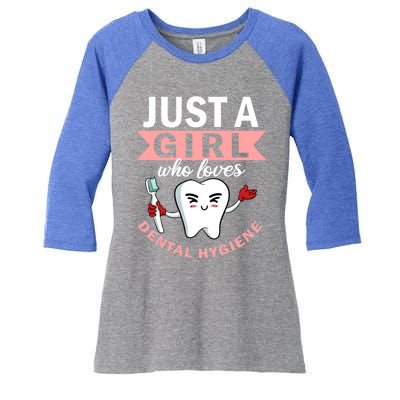 Just A Who Loves Dental Hygiene Dental Assistant Great Gift Women's Tri-Blend 3/4-Sleeve Raglan Shirt