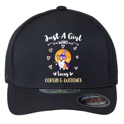 Just A Who Loves Corgis And Witches Cute Gift Flexfit Unipanel Trucker Cap