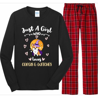 Just A Who Loves Corgis And Witches Cute Gift Long Sleeve Pajama Set