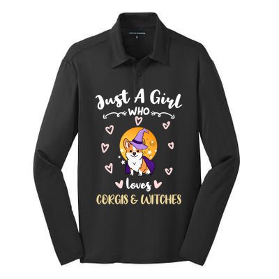 Just A Who Loves Corgis And Witches Cute Gift Silk Touch Performance Long Sleeve Polo