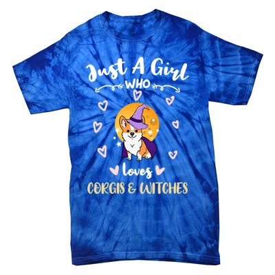 Just A Who Loves Corgis And Witches Cute Gift Tie-Dye T-Shirt