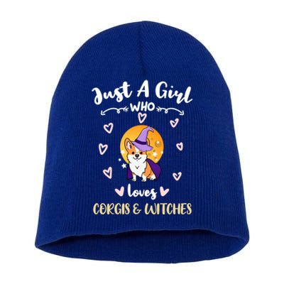 Just A Who Loves Corgis And Witches Cute Gift Short Acrylic Beanie