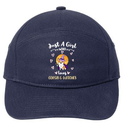 Just A Who Loves Corgis And Witches Cute Gift 7-Panel Snapback Hat