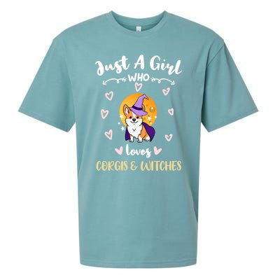 Just A Who Loves Corgis And Witches Cute Gift Sueded Cloud Jersey T-Shirt