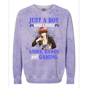 Just A Who Loves Anime Ra And Gaming Funny Boys Gamer Colorblast Crewneck Sweatshirt