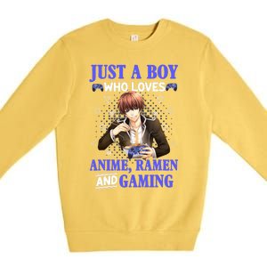 Just A Who Loves Anime Ra And Gaming Funny Boys Gamer Premium Crewneck Sweatshirt