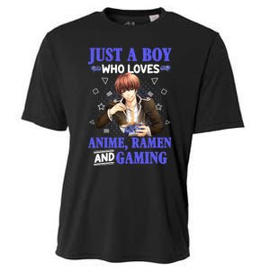 Just A Who Loves Anime Ra And Gaming Funny Boys Gamer Cooling Performance Crew T-Shirt