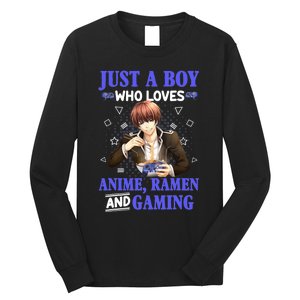 Just A Who Loves Anime Ra And Gaming Funny Boys Gamer Long Sleeve Shirt