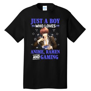 Just A Who Loves Anime Ra And Gaming Funny Boys Gamer Tall T-Shirt