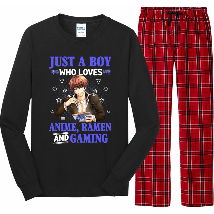 Just A Who Loves Anime Ra And Gaming Funny Boys Gamer Long Sleeve Pajama Set