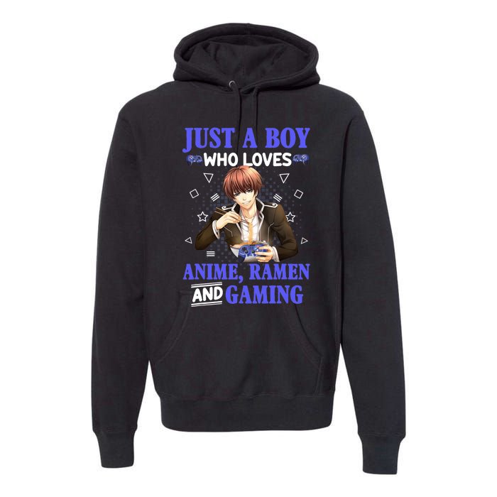 Just A Who Loves Anime Ra And Gaming Funny Boys Gamer Premium Hoodie