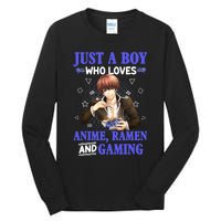 Just A Who Loves Anime Ra And Gaming Funny Boys Gamer Tall Long Sleeve T-Shirt