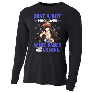 Just A Who Loves Anime Ra And Gaming Funny Boys Gamer Cooling Performance Long Sleeve Crew