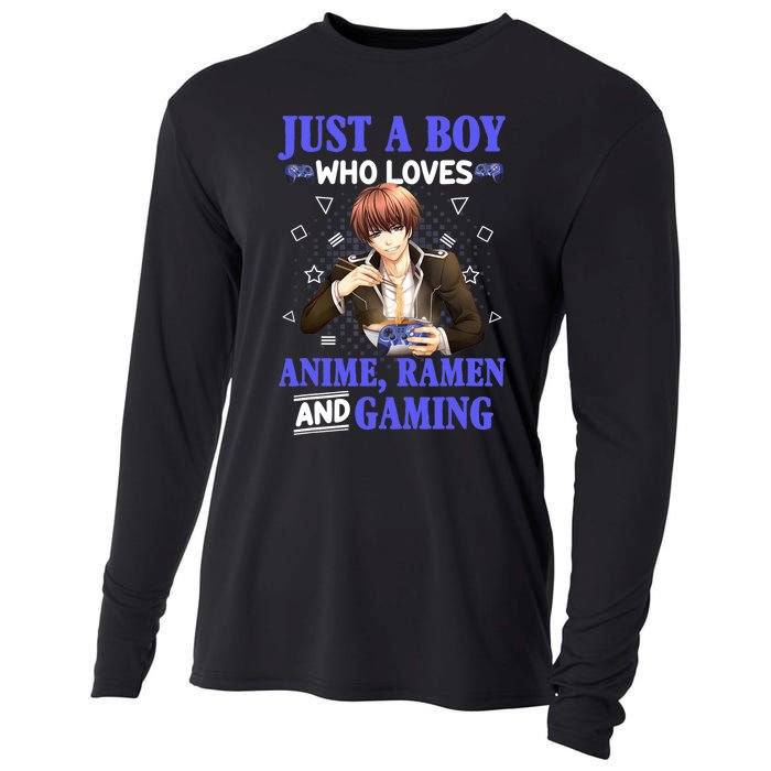 Just A Who Loves Anime Ra And Gaming Funny Boys Gamer Cooling Performance Long Sleeve Crew