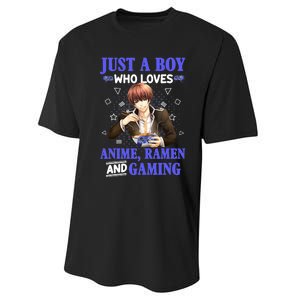 Just A Who Loves Anime Ra And Gaming Funny Boys Gamer Performance Sprint T-Shirt