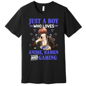 Just A Who Loves Anime Ra And Gaming Funny Boys Gamer Premium T-Shirt