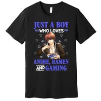 Just A Who Loves Anime Ra And Gaming Funny Boys Gamer Premium T-Shirt