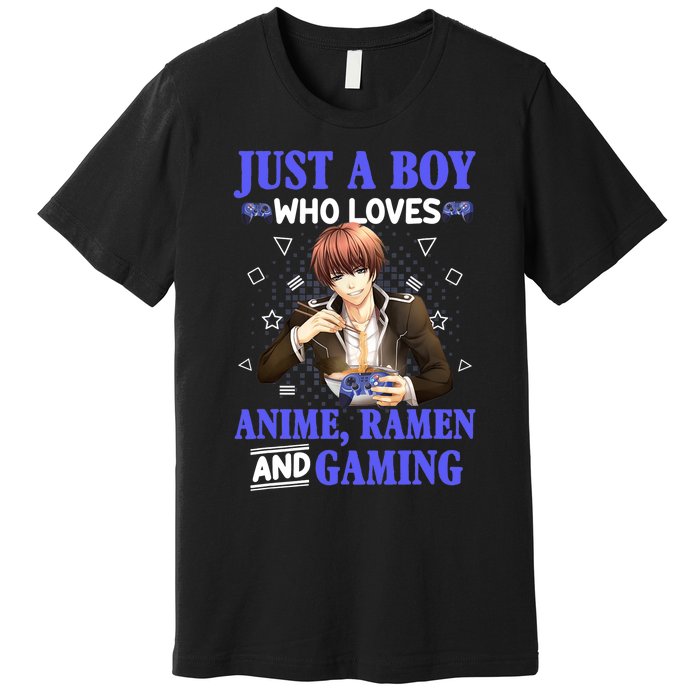 Just A Who Loves Anime Ra And Gaming Funny Boys Gamer Premium T-Shirt