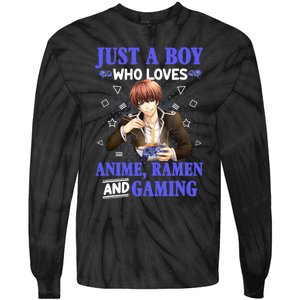 Just A Who Loves Anime Ra And Gaming Funny Boys Gamer Tie-Dye Long Sleeve Shirt