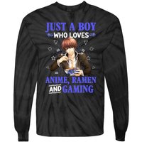 Just A Who Loves Anime Ra And Gaming Funny Boys Gamer Tie-Dye Long Sleeve Shirt