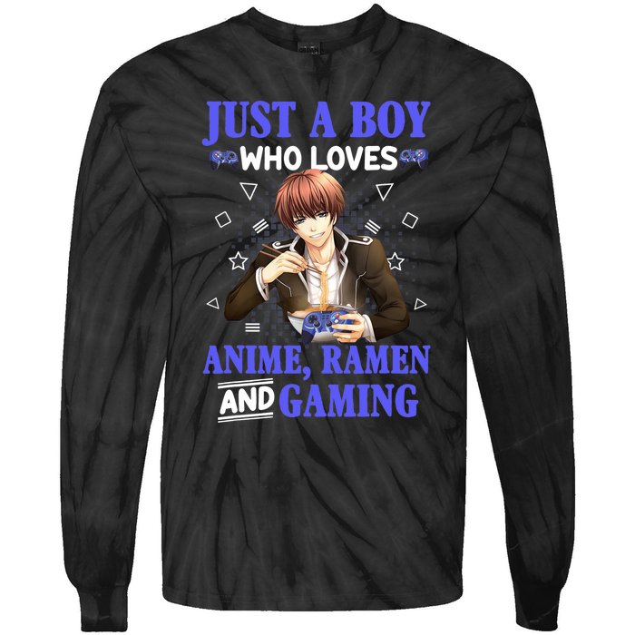 Just A Who Loves Anime Ra And Gaming Funny Boys Gamer Tie-Dye Long Sleeve Shirt