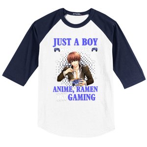 Just A Who Loves Anime Ra And Gaming Funny Boys Gamer Baseball Sleeve Shirt