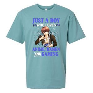 Just A Who Loves Anime Ra And Gaming Funny Boys Gamer Sueded Cloud Jersey T-Shirt