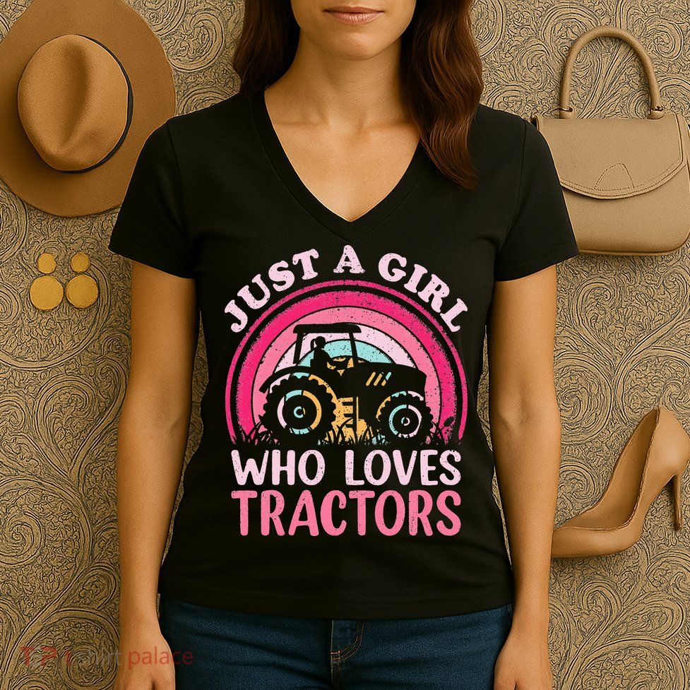 Just A  Who Loves Tractors Women's V-Neck T-Shirt