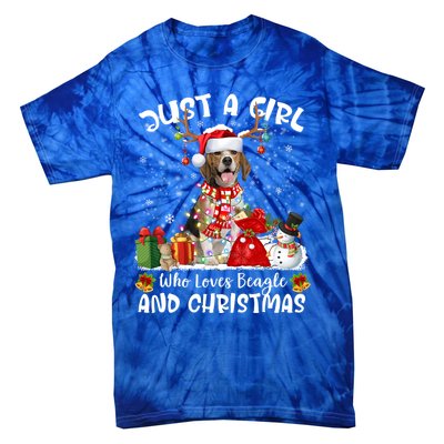 Just A Who Loves Beagles Christmas Gift Tie-Dye T-Shirt