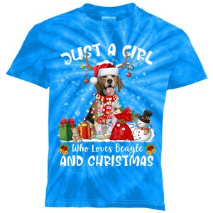 Just A Who Loves Beagles Christmas Gift Kids Tie-Dye T-Shirt