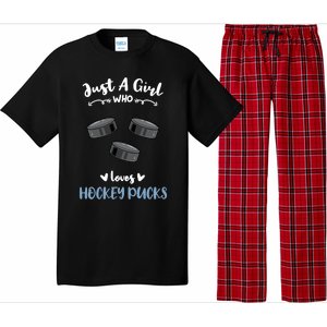 Just A Who Loves Hockey Pucks Gift Pajama Set