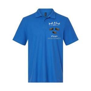 Just A Who Loves Hockey Pucks Gift Softstyle Adult Sport Polo