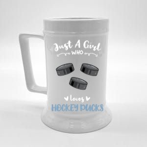 Just A Who Loves Hockey Pucks Gift Beer Stein