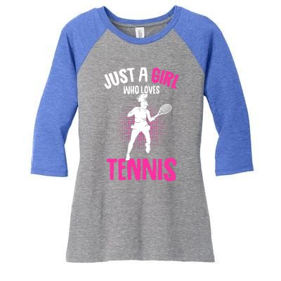 Just A Who Loves Tennis Player Gift Women's Tri-Blend 3/4-Sleeve Raglan Shirt