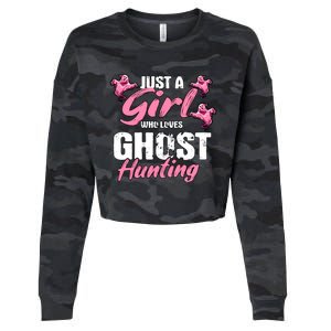 Just A Who Loves Ghost Hunting Gift Ghost Hunting Cool Gift Cropped Pullover Crew