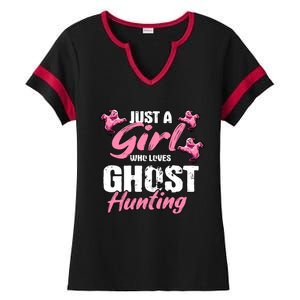 Just A Who Loves Ghost Hunting Gift Ghost Hunting Cool Gift Ladies Halftime Notch Neck Tee