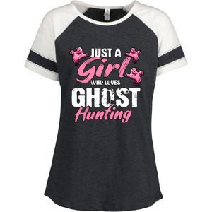 Just A Who Loves Ghost Hunting Gift Ghost Hunting Cool Gift Enza Ladies Jersey Colorblock Tee