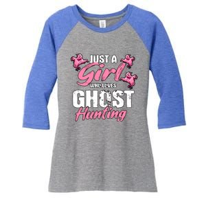 Just A Who Loves Ghost Hunting Gift Ghost Hunting Cool Gift Women's Tri-Blend 3/4-Sleeve Raglan Shirt