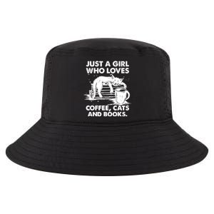 Just A Who Loves Coffee Cats And Books Funny Gift Cool Comfort Performance Bucket Hat