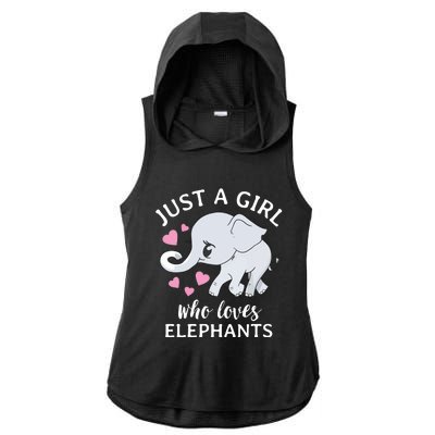 Just A Who Loves Elephants Ladies PosiCharge Tri-Blend Wicking Draft Hoodie Tank