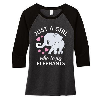 Just A Who Loves Elephants Women's Tri-Blend 3/4-Sleeve Raglan Shirt