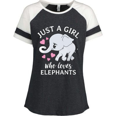 Just A Who Loves Elephants Enza Ladies Jersey Colorblock Tee