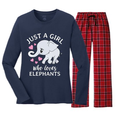 Just A Who Loves Elephants Women's Long Sleeve Flannel Pajama Set 