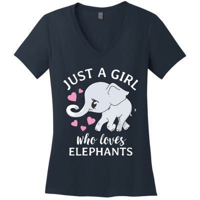 Just A Who Loves Elephants Women's V-Neck T-Shirt