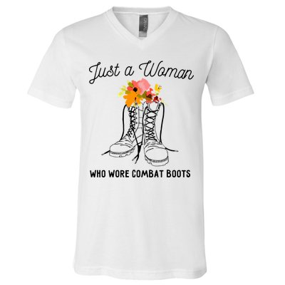 Just A Woman Who Wore Combat Boots V-Neck T-Shirt